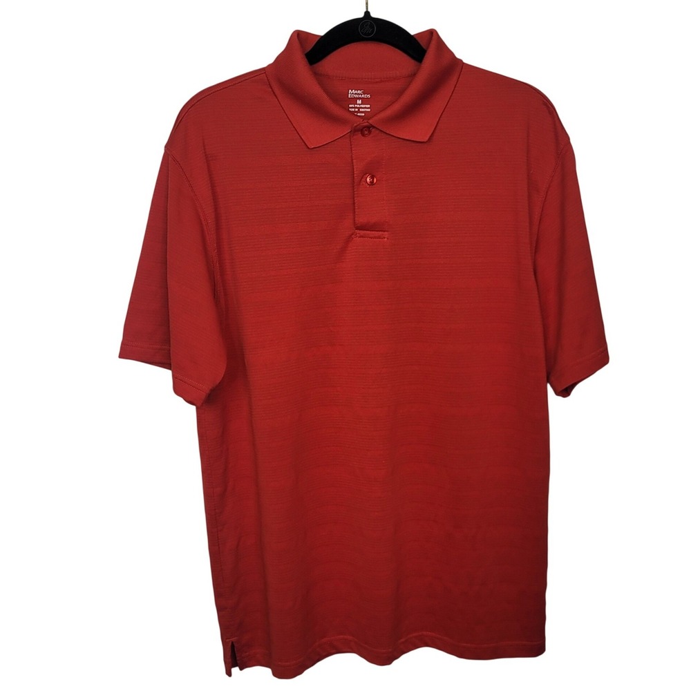 Marc Edwards Polo Shirt Mens M Red Textured Short Sleeve Performance Casual Golf